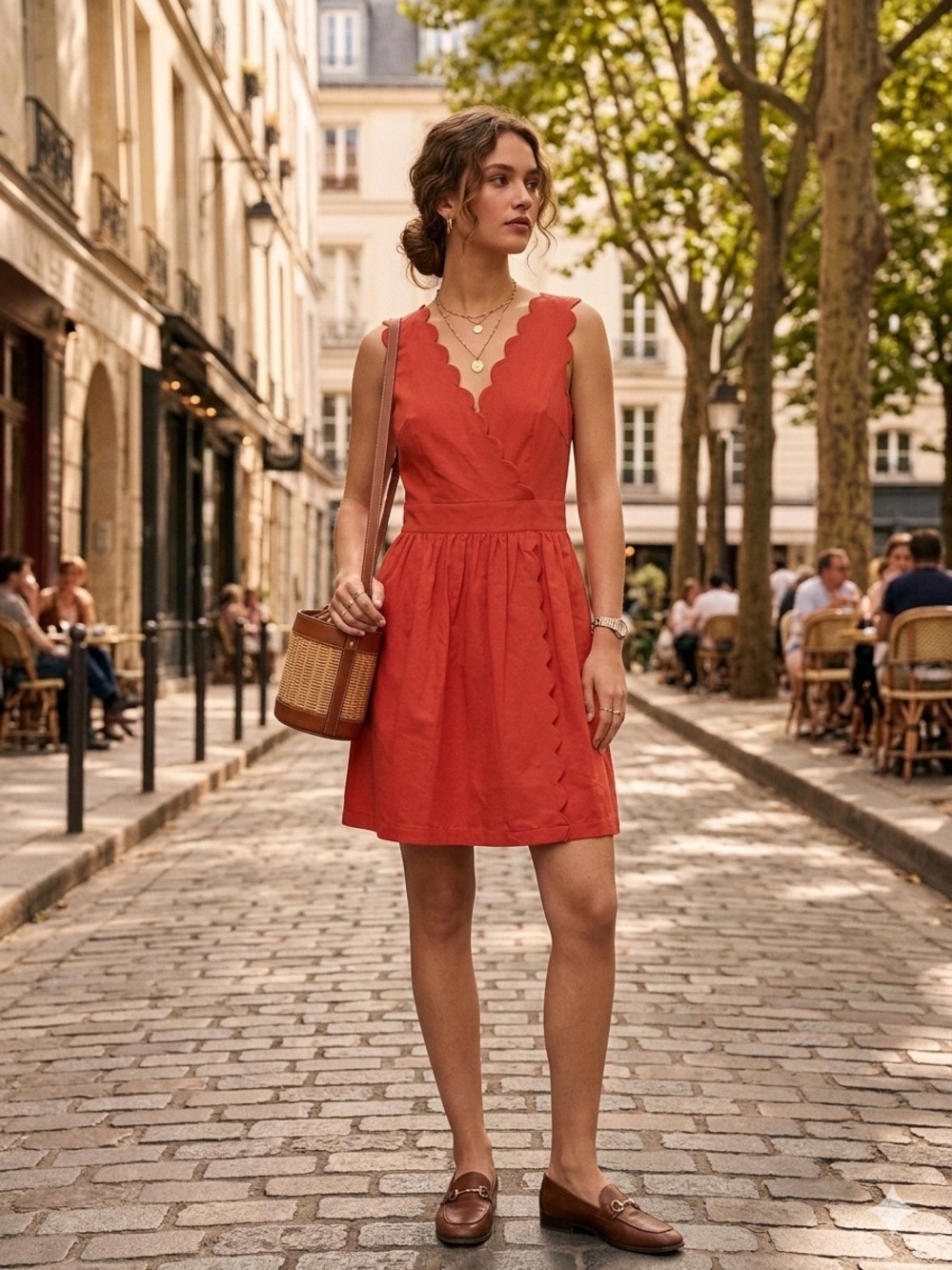 Elizabeth McKay Red Scalloped Harbor Island Dress